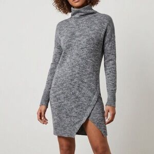 All Saints Trique Wool Turtleneck Dress Wool Size Small Heathered Grey/Blue